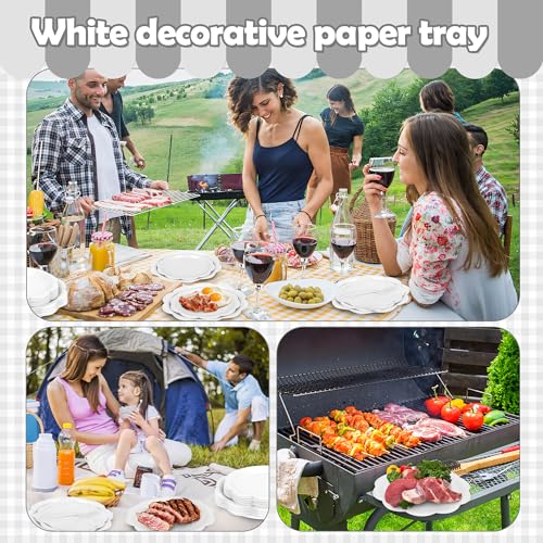 400 Pcs Ivory Paper Plates and Napkins Set Disposable Scalloped Plates Napkins Knives Forks Spoons Cups E95927