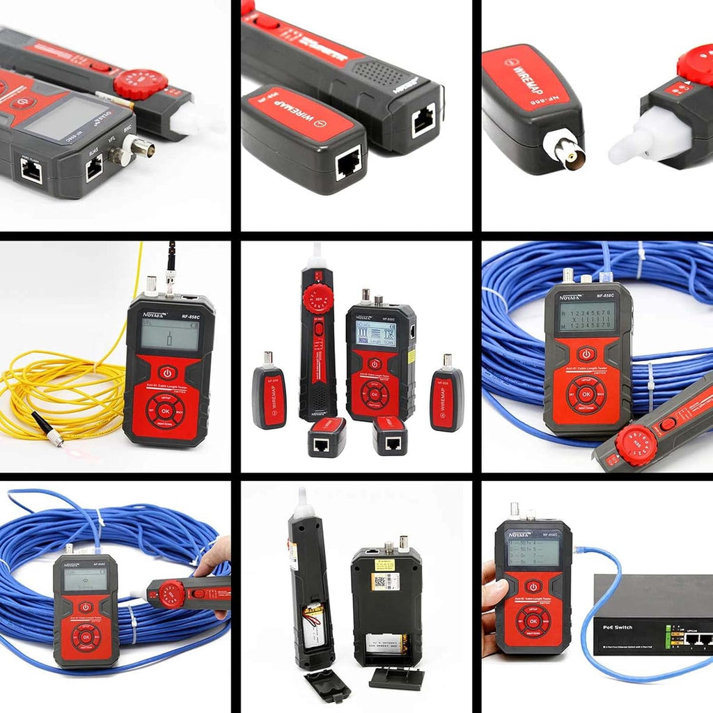 LCD Network Tester, RJ11 RJ45 Coax Cable Tester with VFL and POE Z50828