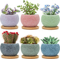 6 Pack 3 inch Ceramic Flower Pots with Drainage H4459