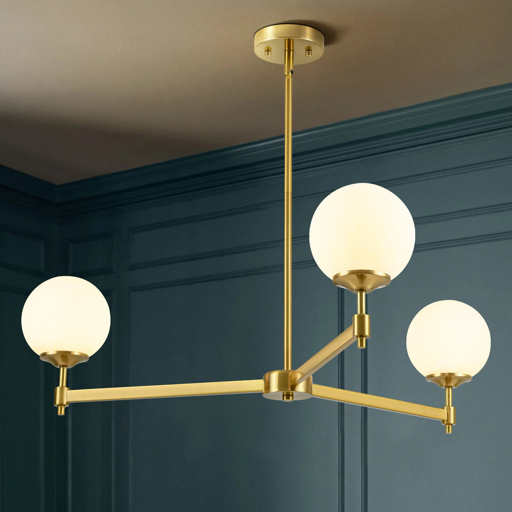 3-Light Dimmable Glass Globe Chandelier J6165