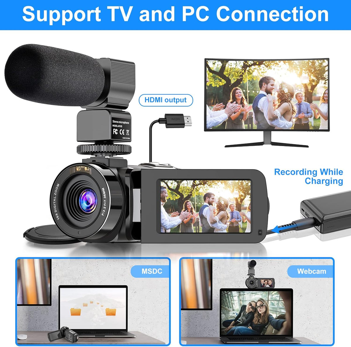 2.7K Ultra HD Digital Video Camera with Microphone W89978