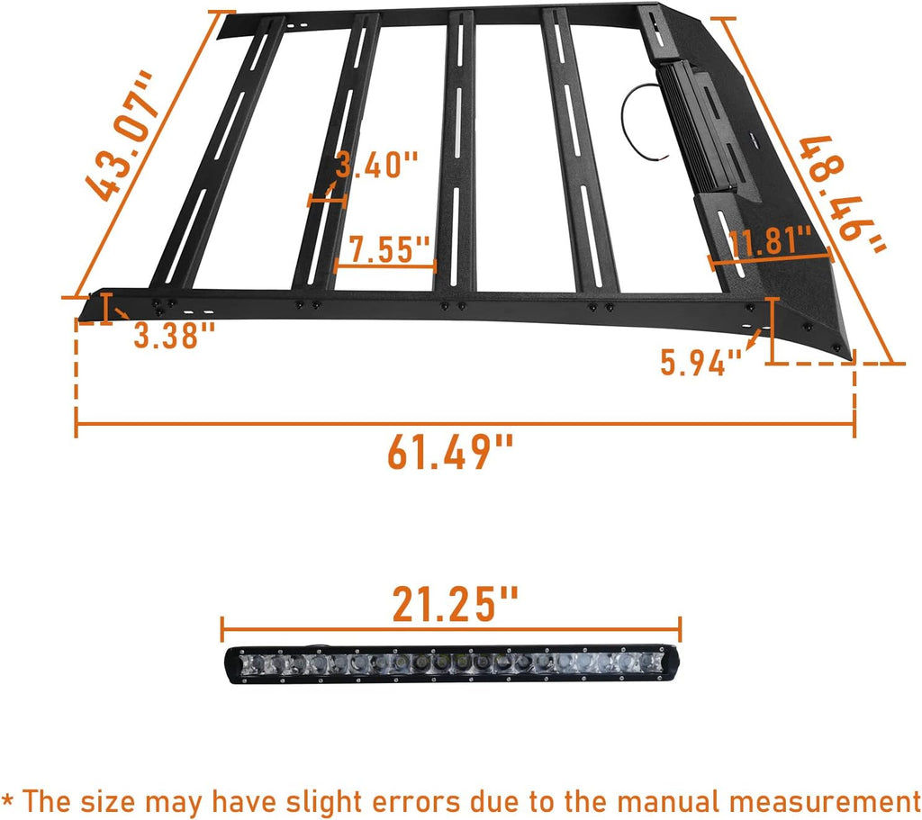 Roof Rack Basket Cargo Carrier with 100W LED Light Bar Z88667
