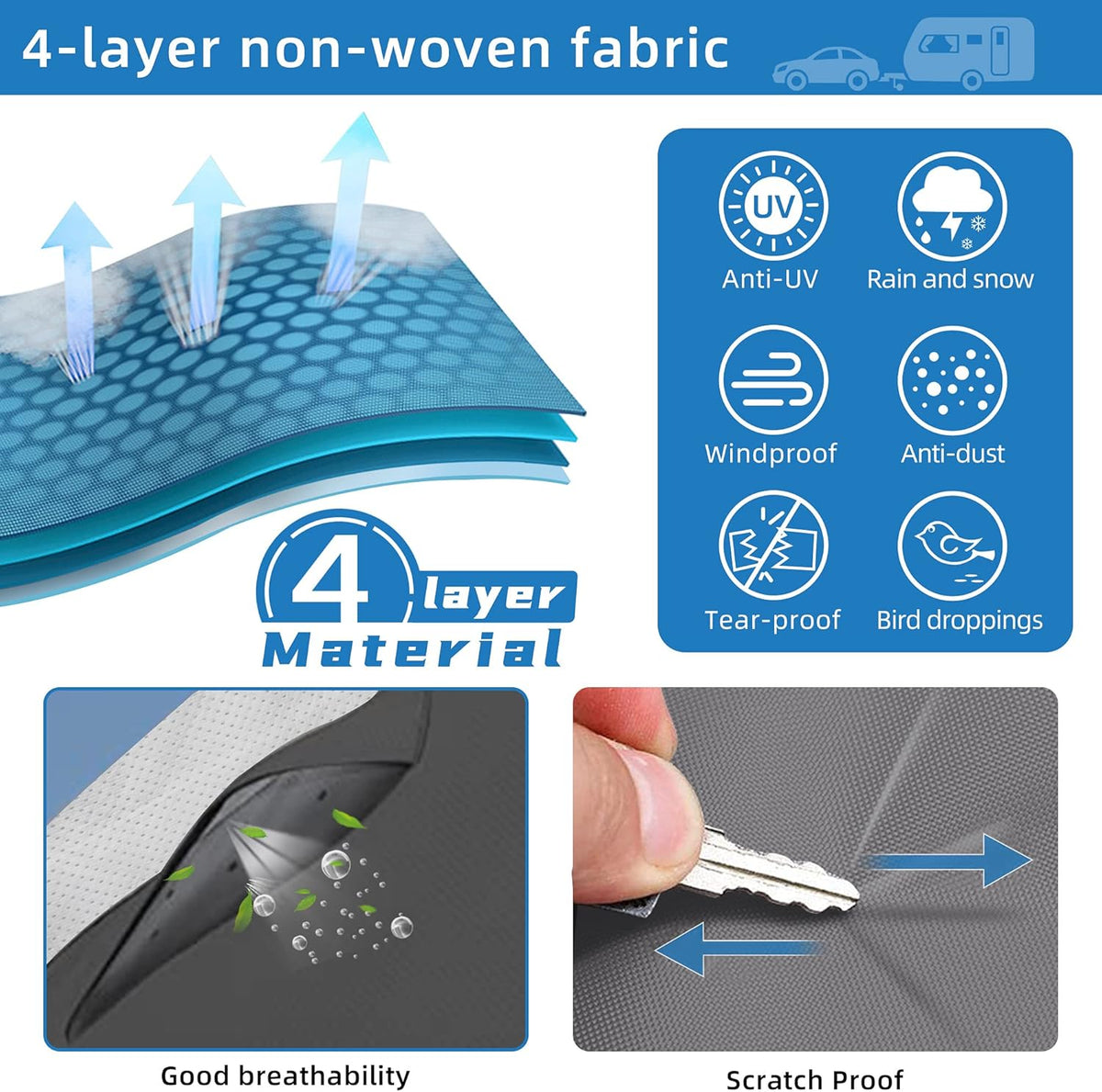 Waterproof Breathable Ripstop Travel Trailer RV Cover D47324