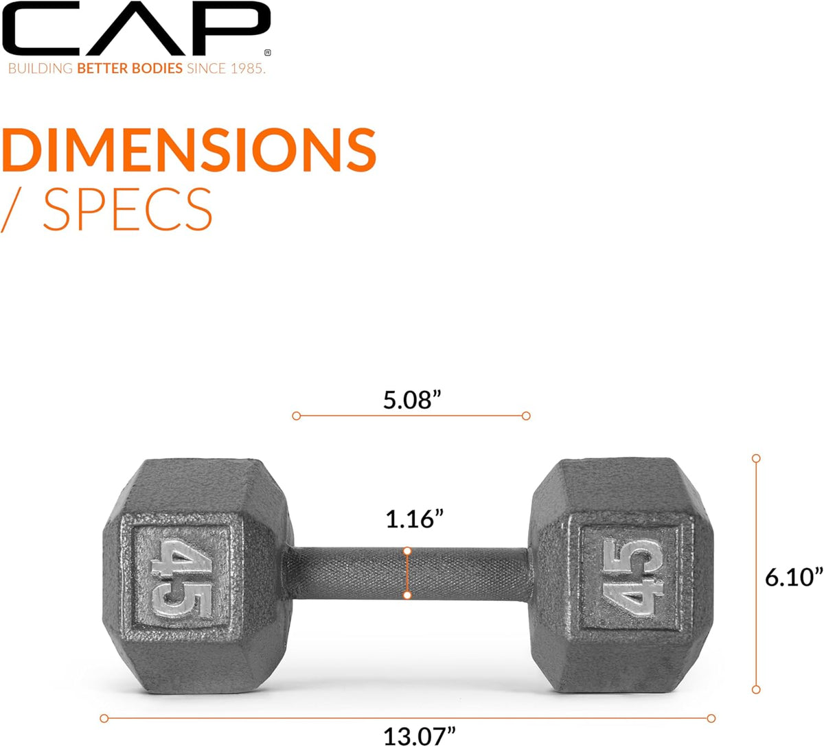 45 lb Cast Iron Hex Dumbbell O95865