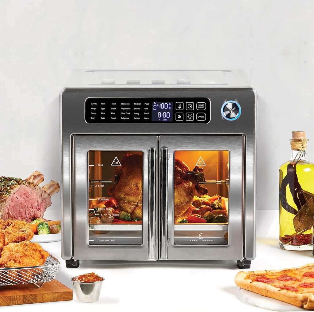 26 QT Extra Large Air Fryer Convection Toaster Oven with French Doors Stainless Steel V6371