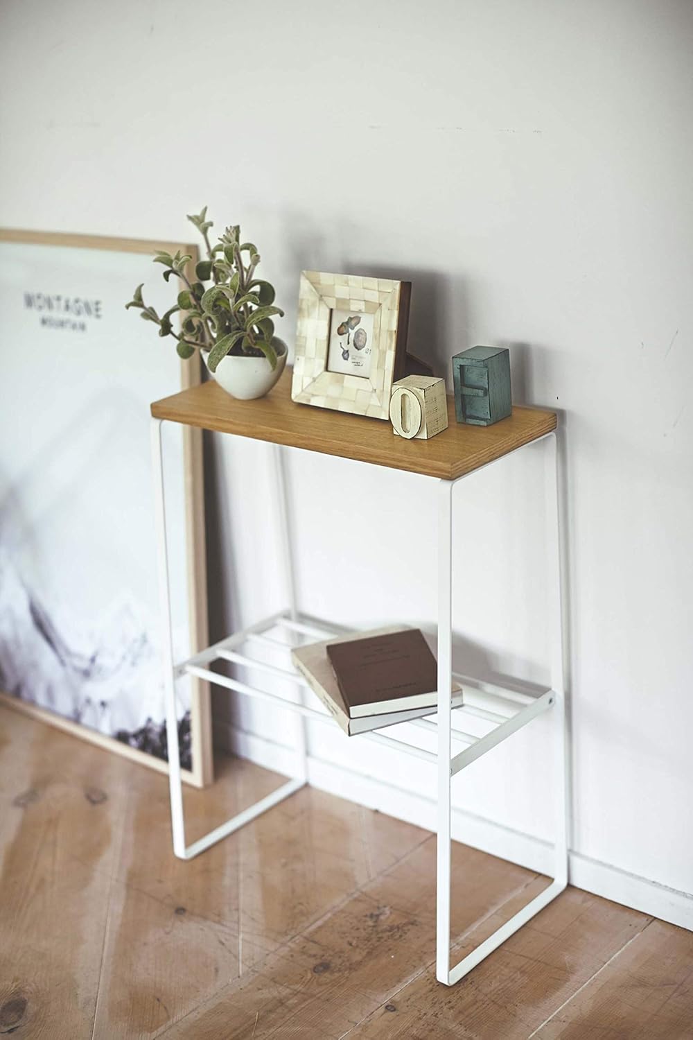 White Narrow End Table Y453