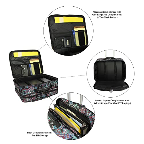 Women's Fashion Print Rolling 17" Laptop Case A380439