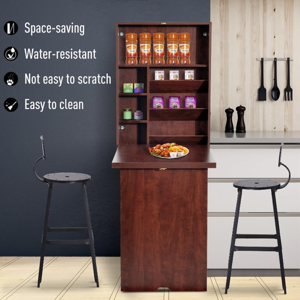 Mahogany Wall Mounted Desk with Storage Area B10932