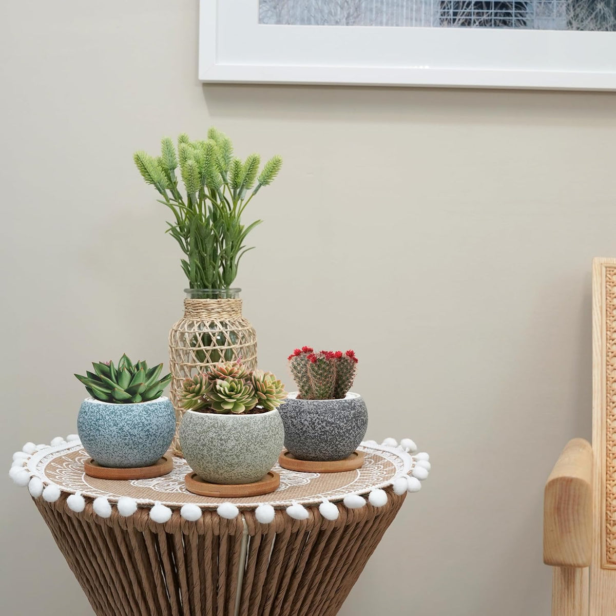 6 Pack 3 inch Ceramic Flower Pots with Drainage H4459