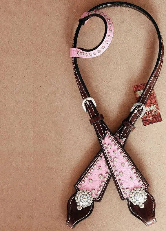 American Leather Pink Western Horse One Ear Headstall Bridle E53478
