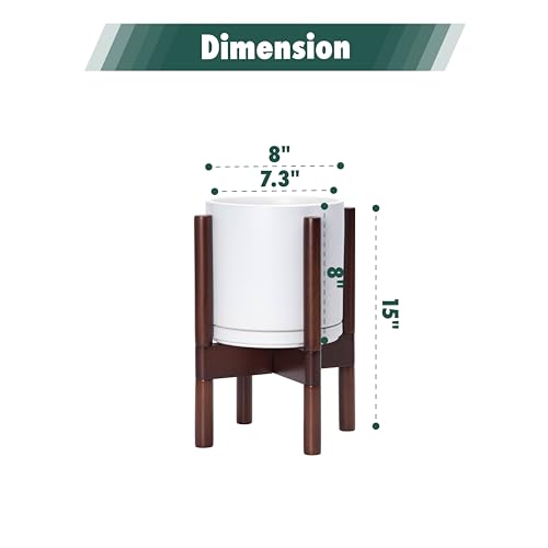 White Ceramic Planter with Stand U816147