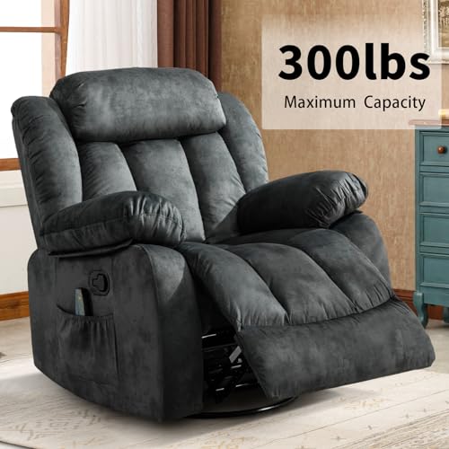 Grey Fabric Manual Swivel Rocker Recliner Chair I213