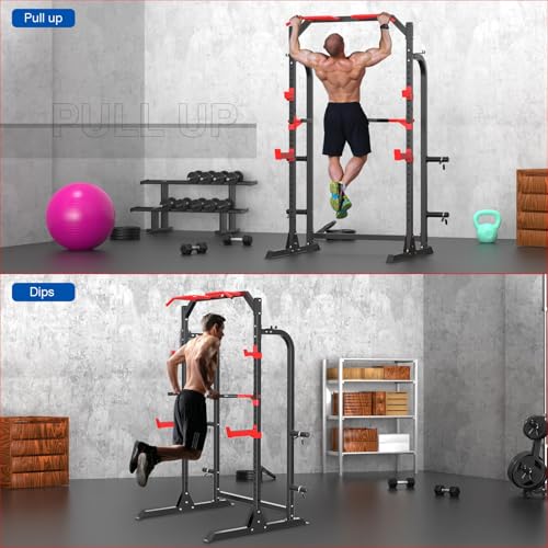 Power Cage Squat Rack with Adjustable Cable Crossover System Q8833