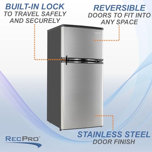 Stainless Steel 12V 2 Door RV Refrigerator 4.4 Cubic Feet K13093