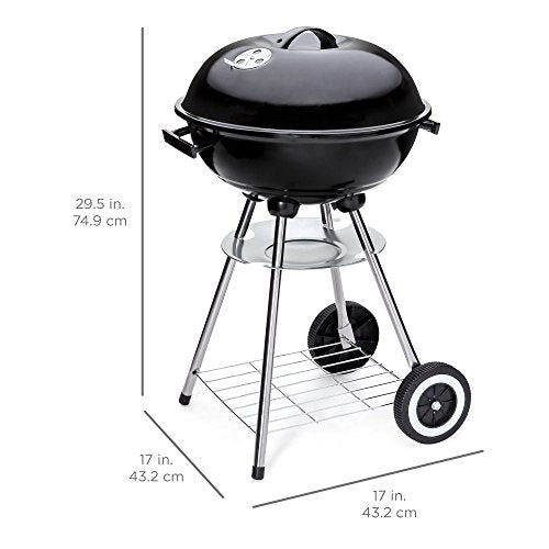 18-inch Portable Steel Charcoal BBQ Grill, Black A50832