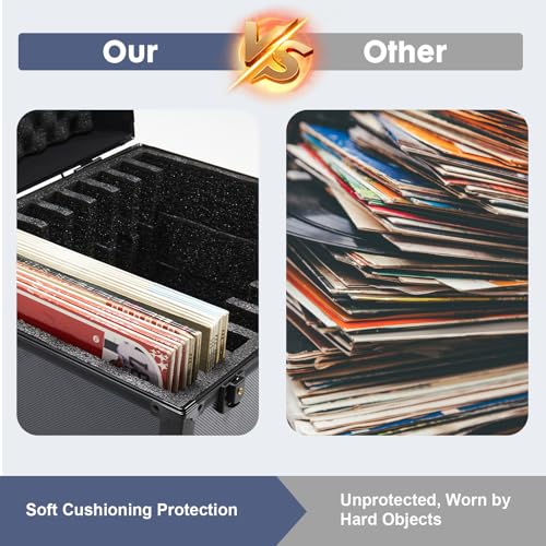 Vinyl Record Storage Case Box Holds 100 Records with Lid & 3 Handles R794217