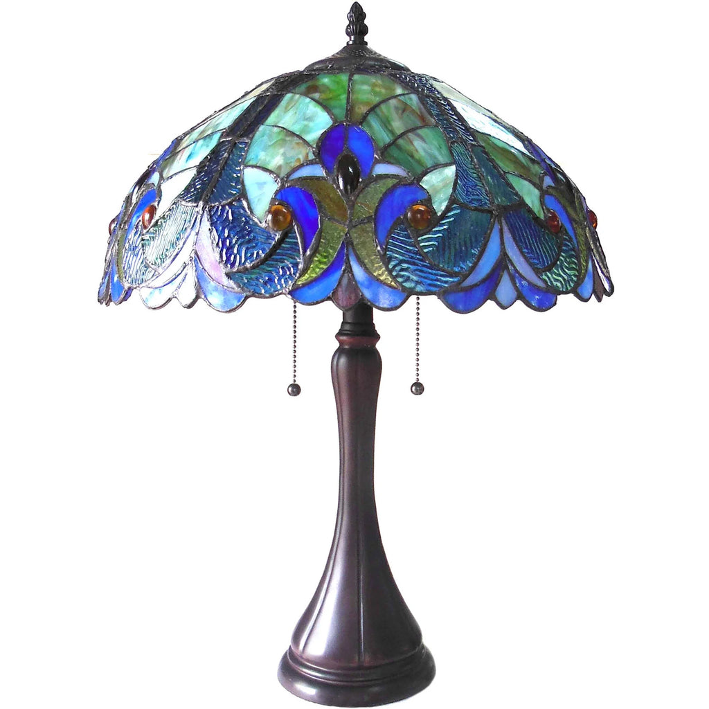 Tiffany-Style 2-Light Table Lamp with 16" Shade O6053