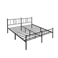 Black 14 Inch Metal Platform Bed Frame with Headboard R941