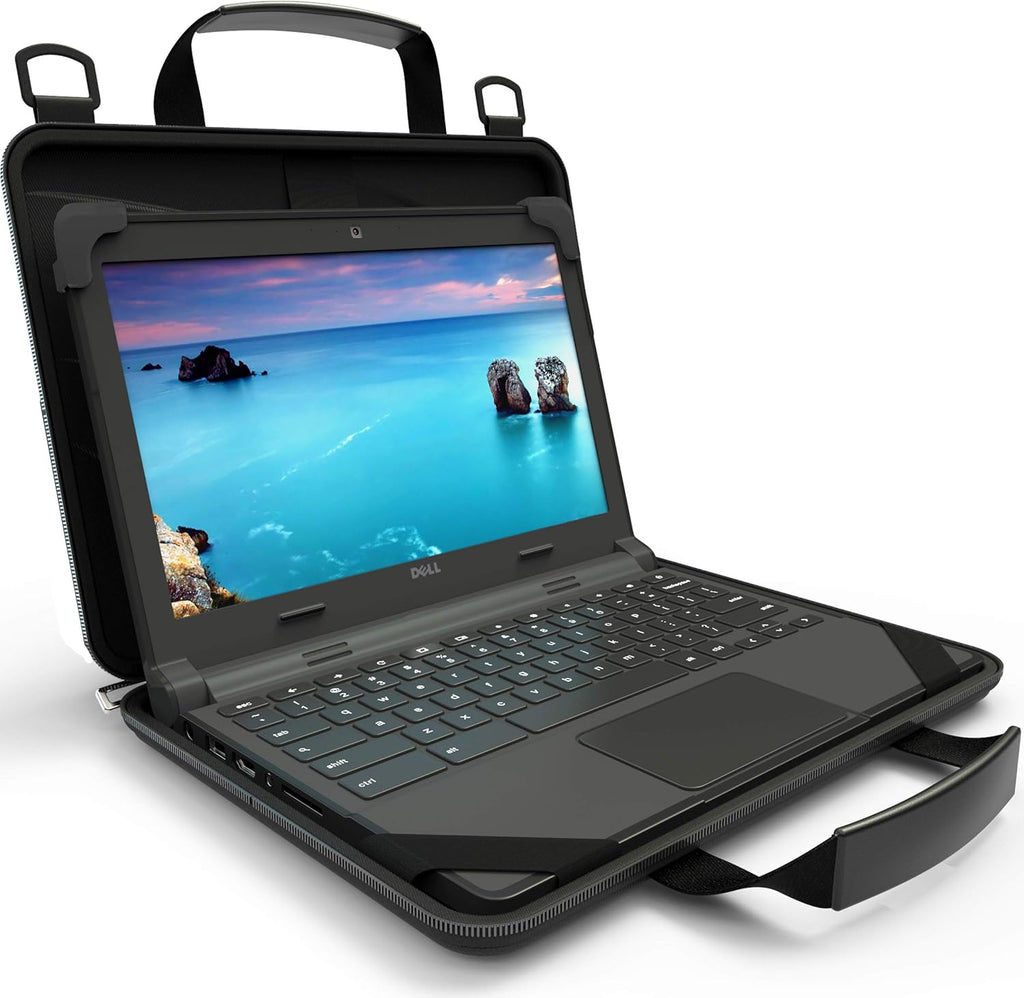 13-14 inch Chromebook Case with Carrying Handle Shoulder Strap Black X992356