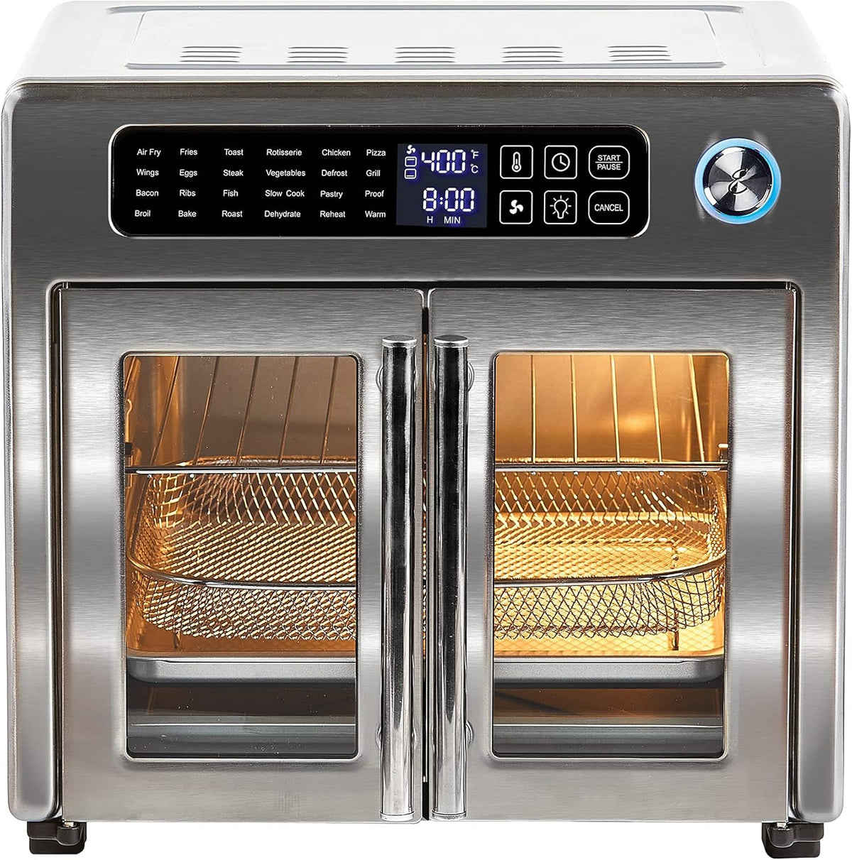 26 QT Extra Large Air Fryer Convection Toaster Oven with French Doors Stainless Steel V6371
