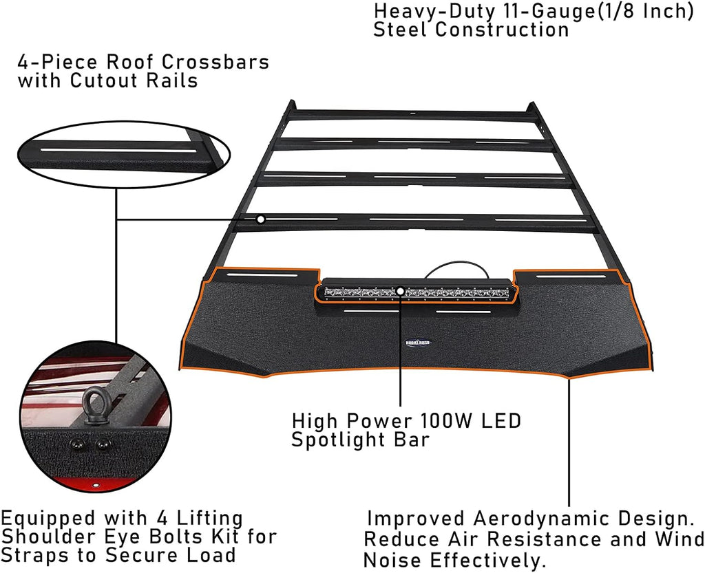 Roof Rack Basket Cargo Carrier with 100W LED Light Bar Z88667