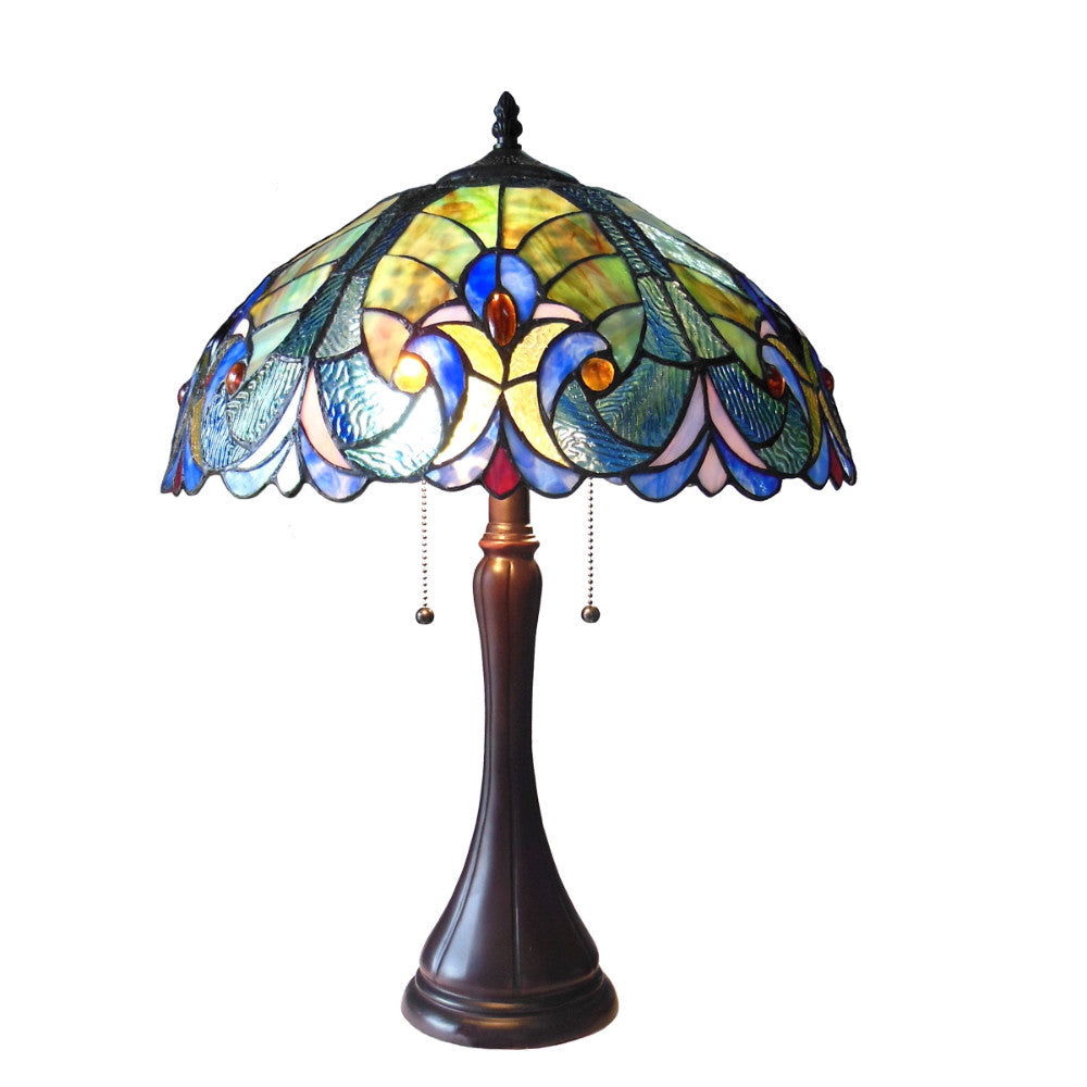 Tiffany-Style 2-Light Table Lamp with 16" Shade O6053