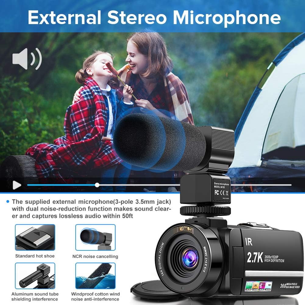 2.7K Ultra HD Digital Video Camera with Microphone W89978