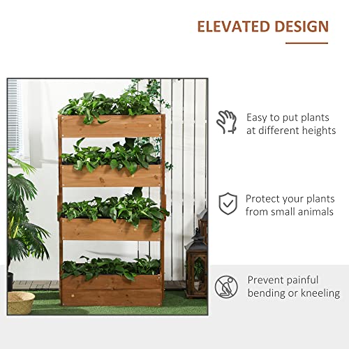 Gray Wooden 4 Tier Planter Box H28744