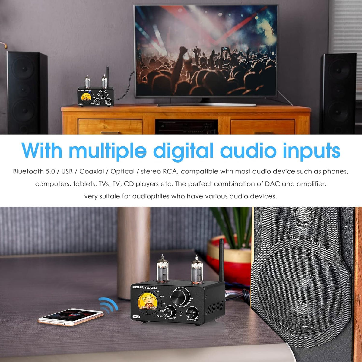 200W HiFi Bluetooth Vacuum Tube Amplifier J5579