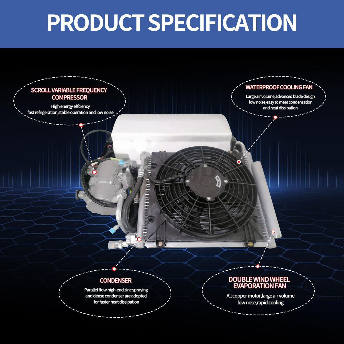 12V Rooftop RV Air Conditioner Heat and Cool White F7420