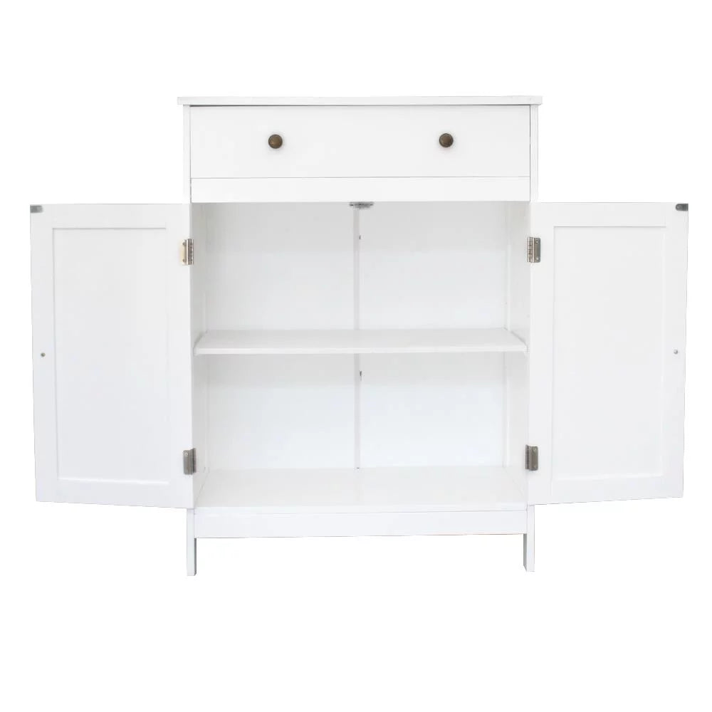 White Freestanding Bathroom Floor Cabinet with Drawer and 2 Doors P3473