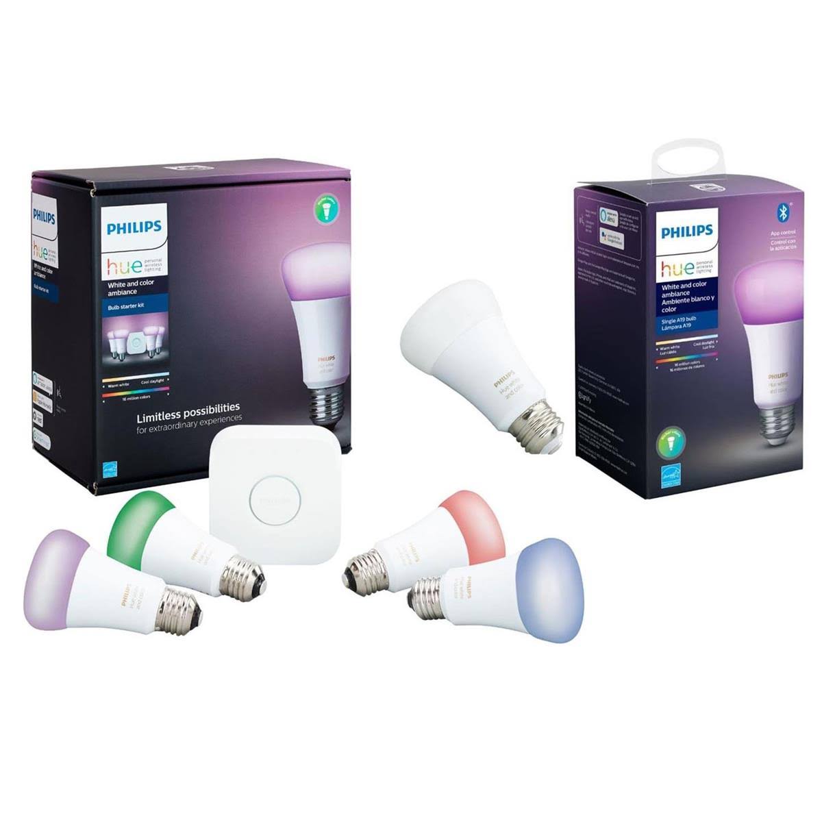 White & Color Ambiance A19 LED Starter Kit E26 Base Bulb O17816