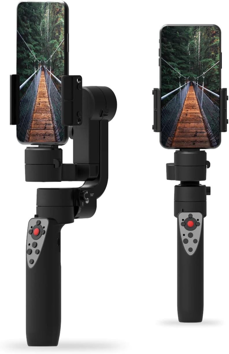 3-Axis Mini Handheld Gimbal Stabilizer for iOS and Android, Foldable Pocket Gimbal Bundle, Pack of 2 R9406