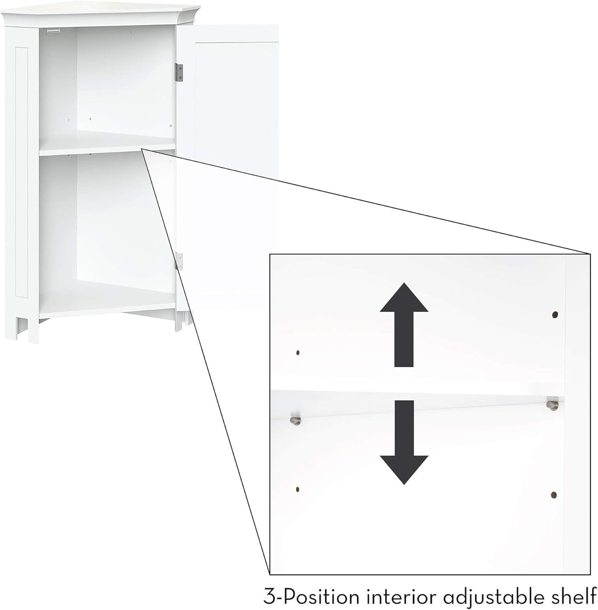 White Single Door Corner Floor Cabinet J11702