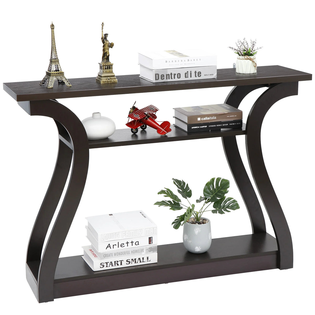 Brown 3-Shelf Narrow Console Table I491