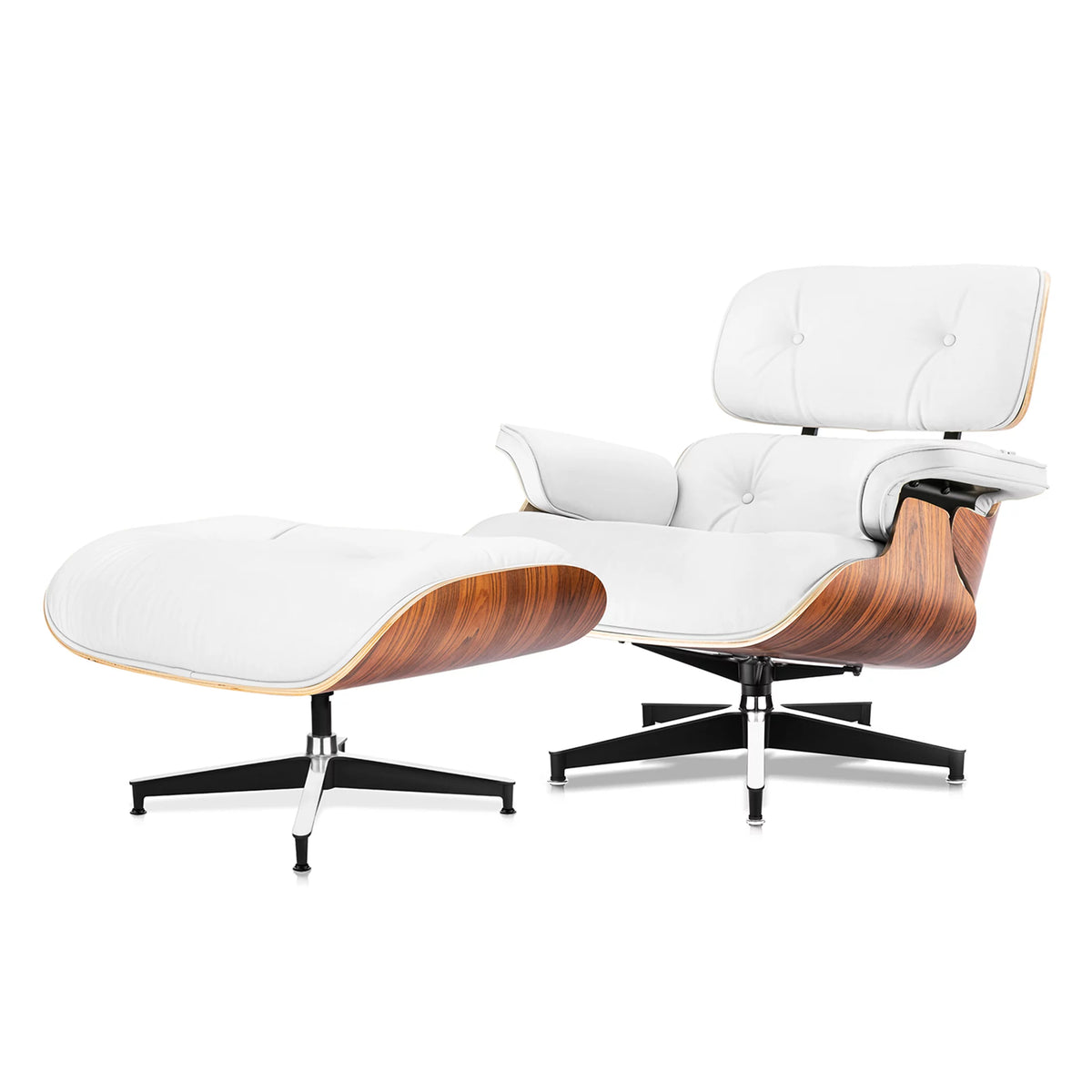 Mid Century Top Grain Leather Lounge Chair and Ottoman Set G976