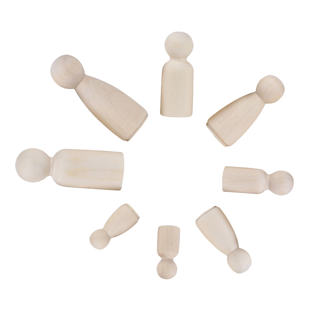 8 Wood Peg Dolls Wooden Figure Toy D64760
