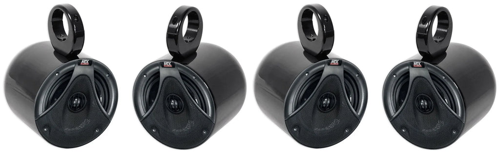 6.5" 150 Watt Black Marine Boat Wakeboard Tower Speakers U1780