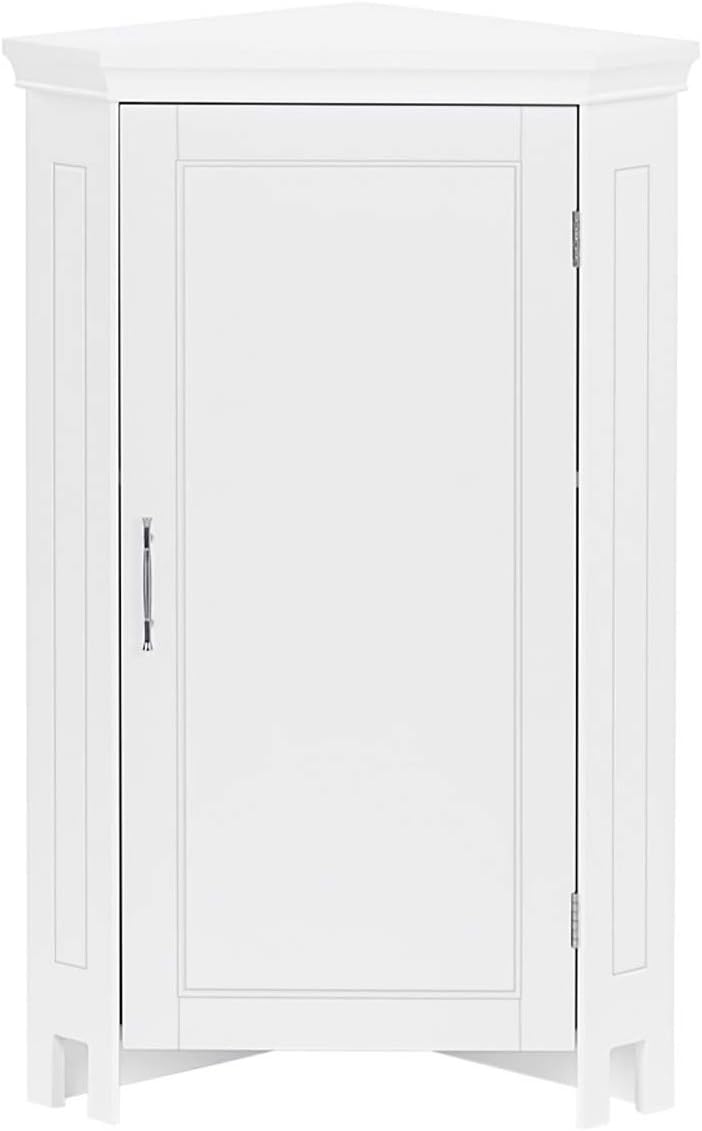 White Single Door Corner Floor Cabinet J11702