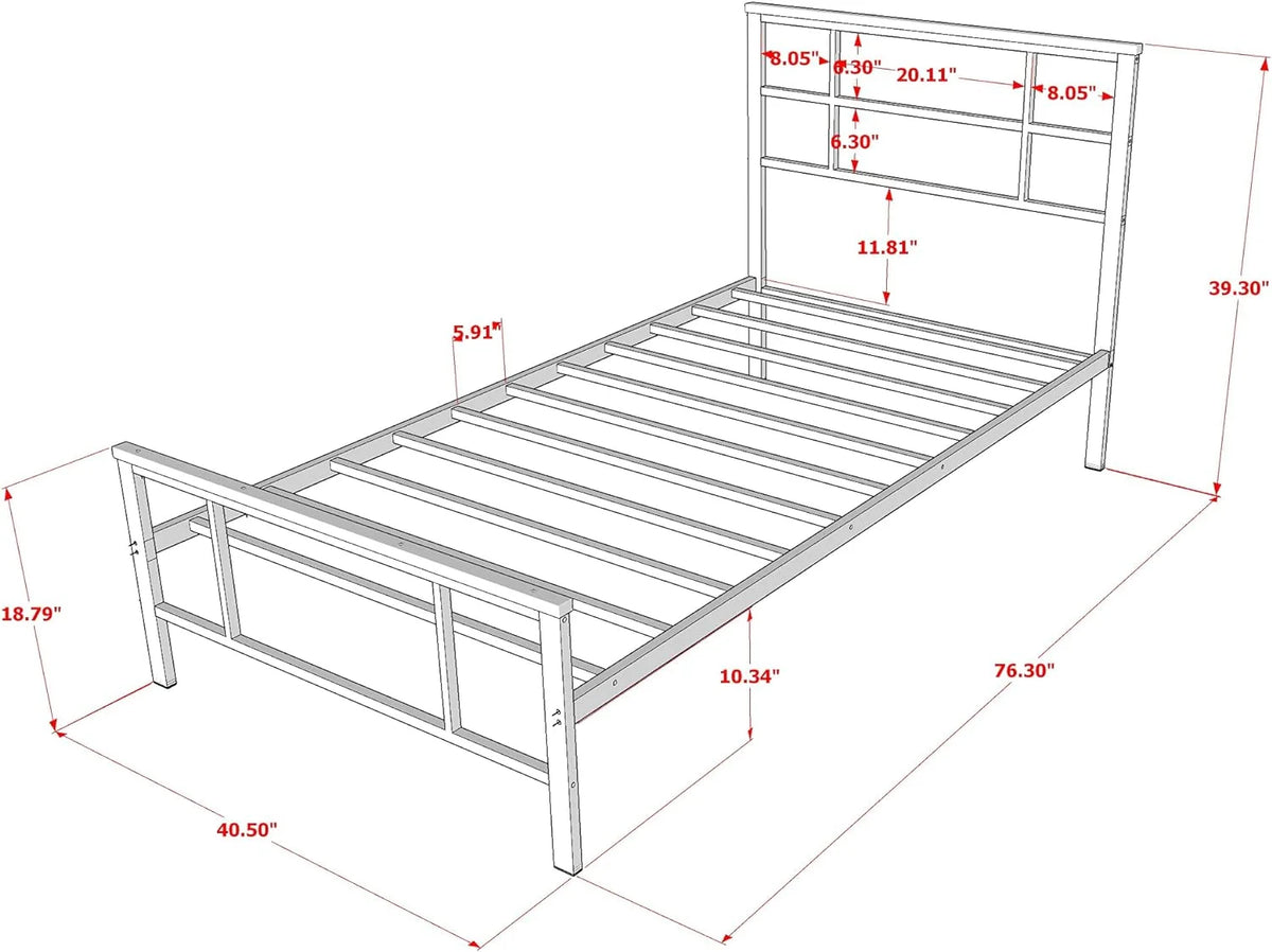 Modern Bed Frame with 4 Metal Legs F920