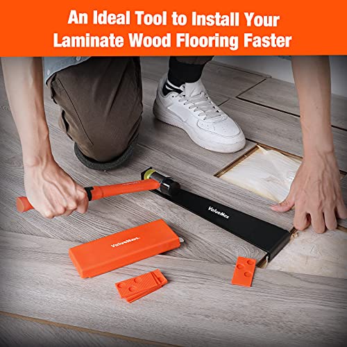 Laminate Wood Flooring Installation Kit with Tapping Block, Pull Bar, Mallet, Kneepads, 30-Piece Spacers T943442