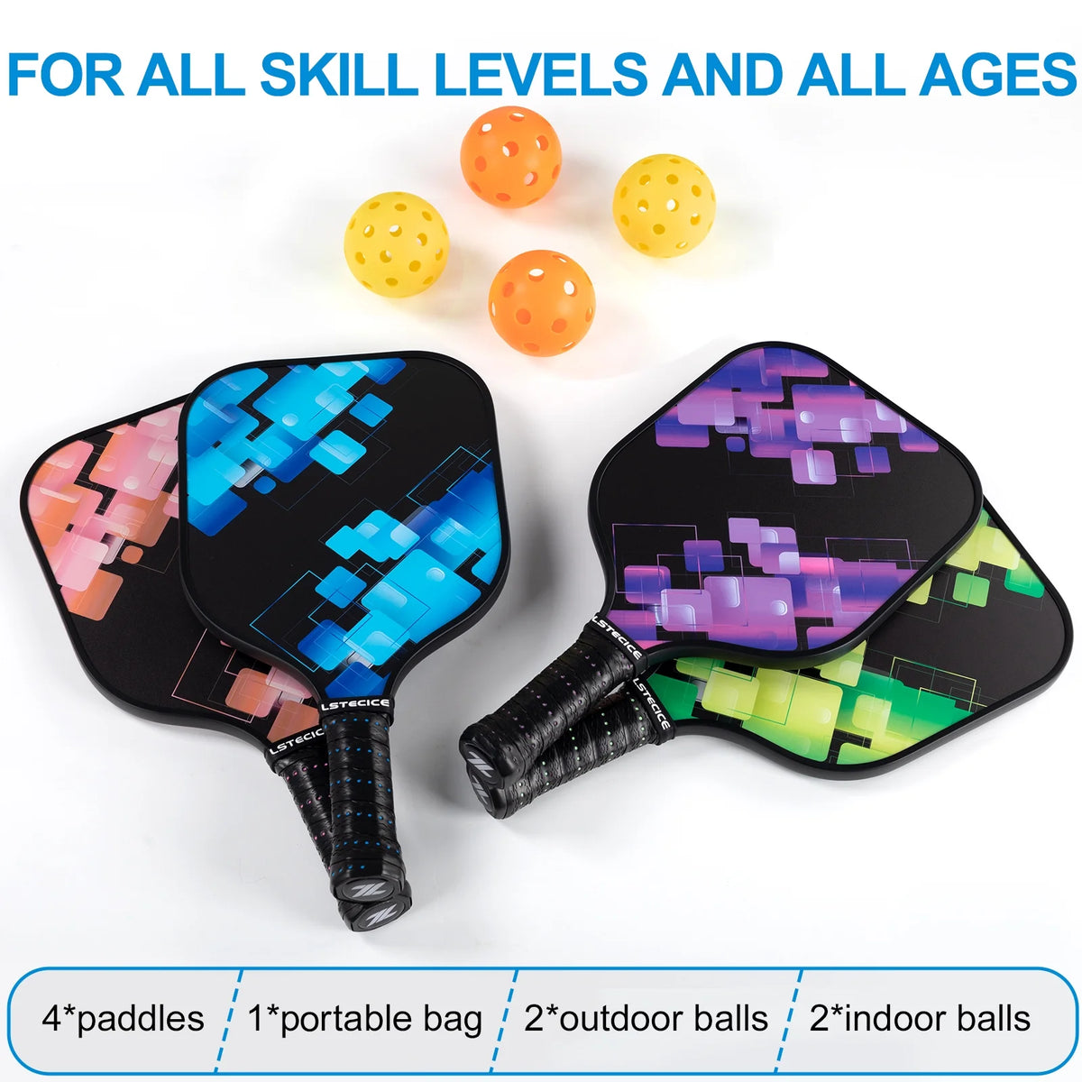 8oz Fiberglass Pickleball Paddles Set of 4 Z64602