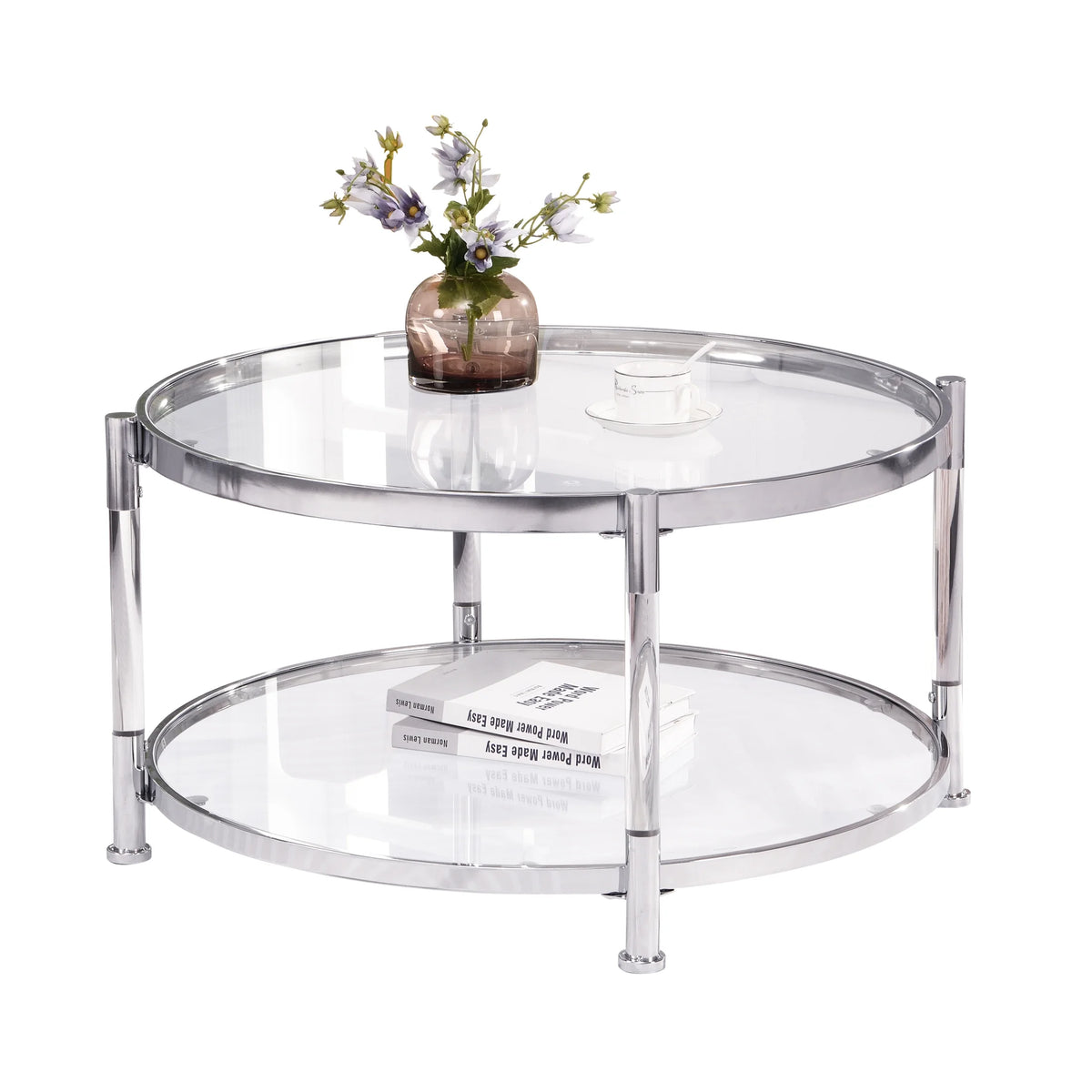 Acrylic Round Tempered Glass Coffee Table H409