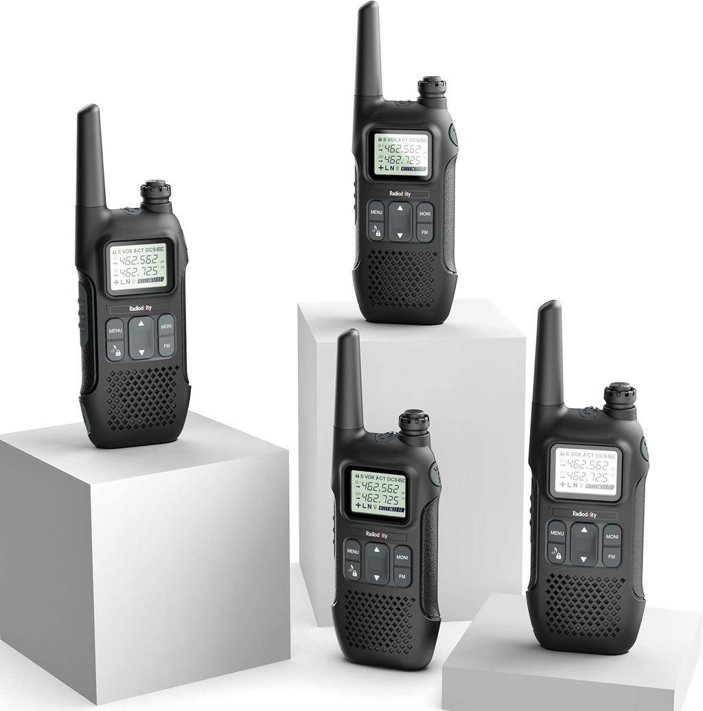 4 Pack FRS Two-Way Radio Walkie Talkies with Earpiece, USB Charging J4195