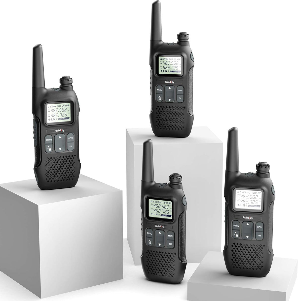 4 Pack FRS Two-Way Radio Walkie Talkies with Earpiece, USB Charging J4195