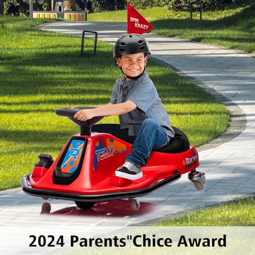 24V Electric Drifting Go Kart for Kids, 360 Degrees Rotating, Red J38297