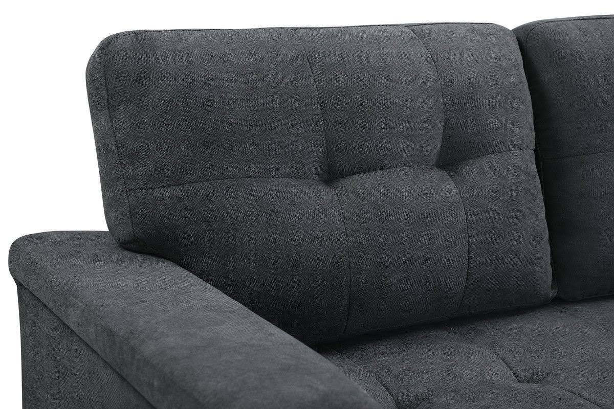 Dark Gray Fabric Reversible Sectional Sleeper Sofa Chaise with Storage T193790