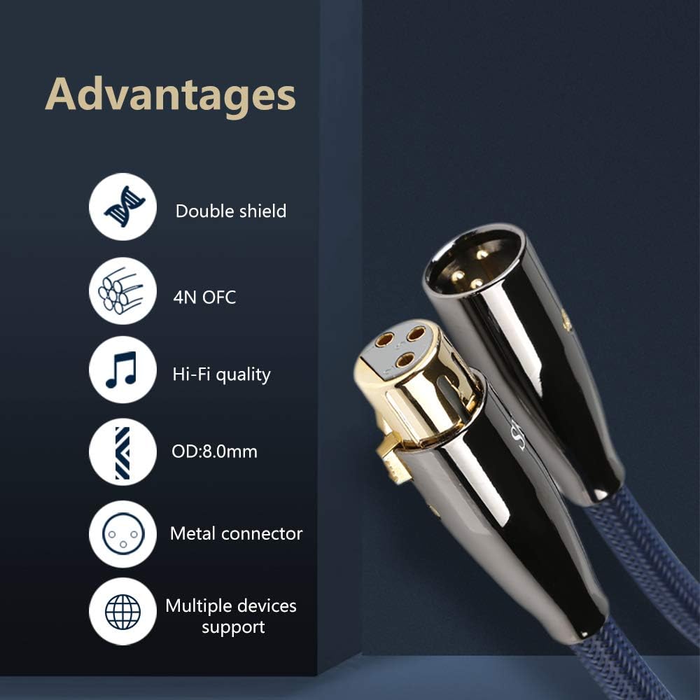 Single OFC Balanced XLR Male to XLR Female 3 PIN Microphone Cable (9.8ft, 3M) O1979