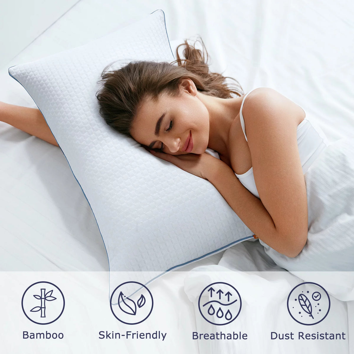 2 Pack Down Alternative Pillows with Removable Cover V8469