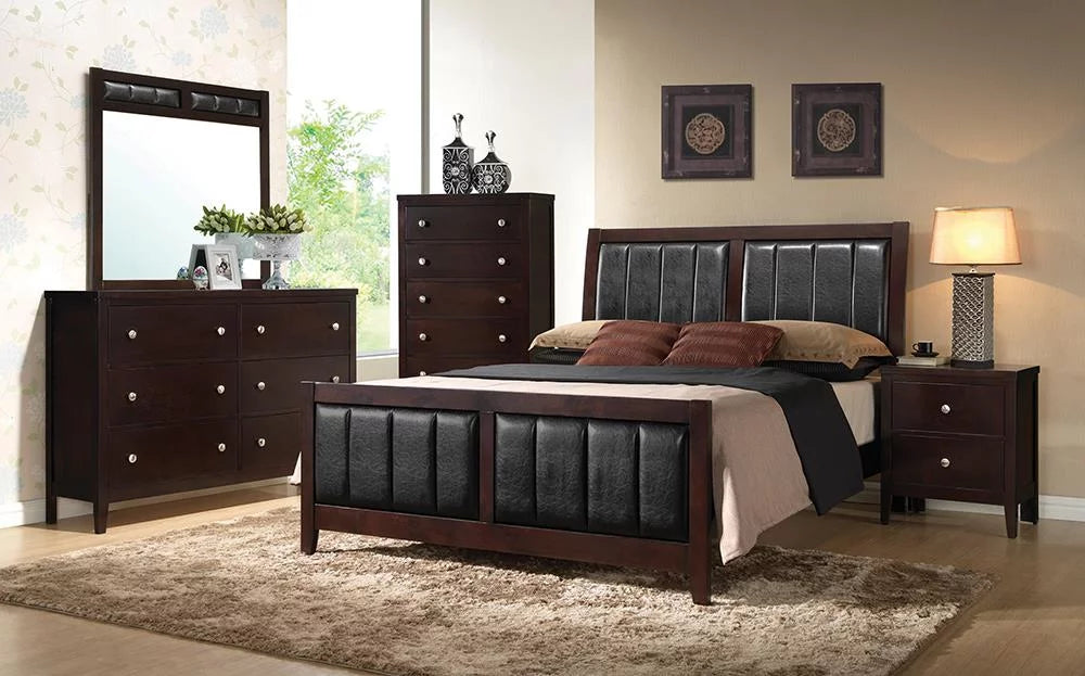 Twin Upholstered Bedroom Set Cappuccino and Black L39502
